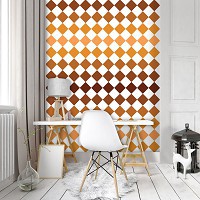Абстракция флизелиновые фотообои Квадраты Ромбы 184x254 см Мозаика Коричневая Плитка (10698V4A)+клей