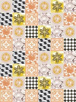 Флізелінові фотошпалери геометрія Квадрати 206x275 см Мозаїка Помаранчева Плитка (10704VEA)+клей - вид 1 мініатюра
