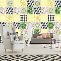 Абстракция флизелиновые фотообои на стену квадраты 520x318 см Желтая плитка мозаика (10705VEXXXXXL) +клей