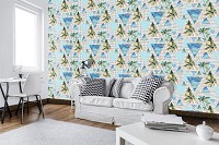 Флизелиновые фотообои 368x254 см Треугольники Пальмовые Деревья Бохо (10710V8) +клей