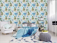 Флизелиновые фотообои геометрия 312x219 см Треугольники Пальмовые Деревья Бохо (10710VEXXL) +клей