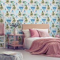 Флизелиновые фотообои 368x280 см Треугольники Пальмовые Деревья Бохо (10710V10) +клей