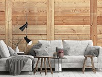 Флизелиновые фотообои для спальни 254x184 см Структура досок имитация деревянной вагонки (10713V4)+клей