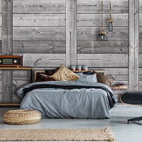 Флізелінові фотошпалери під дерево 312x219 см Сірі дерев'яні дошки (10714VEXXL)+клей - вид 8 мініатюра