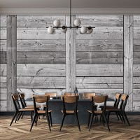 Флизелиновые фотообои под дерево 254x184 см Серые деревянные доски (10714V4)+клей