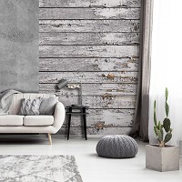Флізелінові фотошпалери 184x254 см Структура сірих дощок імітація старої деревини (10716V4A)+клей - вид 7 мініатюра