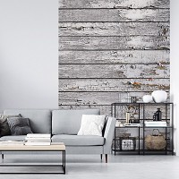 Флизелиновые фотообои под дерево 184x254 см Структура серых досок имитация старой древесины (10716V4A)+клей