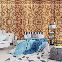 Флизелиновые фотообои дерево текстура 460x300 см Орнамент на деревянных досках (10717V12) +клей