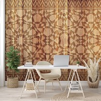 Флізелінові фотошпалери під дерево Орнамент на дерев'яні дошки (10717V)+клей