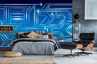 Флизелиновые фотообои Синяя геометрическая абстракция (10719V)+клей