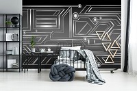 Геометрия на флизелиновых фото обоях 368x254 см Черно-белая абстракция (10720V8) +клей