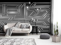 Флизелиновые фотообои геометрия 312x219 см Черно-белая абстракция (10720VEXXL) +клей