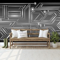 Флизелиновые фотообои 416x254 см Черно-белая геометрическая абстракция (10720VEXXXL) +клей