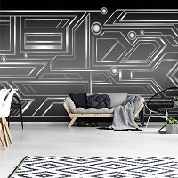 Флизелиновые фотообои геометрия Черно-белая геометрическая абстракция (10720V)+клей