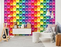 Флизелиновые фотообои с узорами 460x300 см Красочные блоки (10721V12) +клей