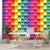 Флизелиновые фотообои под плитку на кухню 416x254 см Красочные блоки (10721VEXXXL) +клей