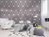 Абстракция флизелиновые фотообои на стену 416x290 см Геометрическая мозаика серые соты (10723VEXXXXL) +клей