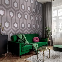 Квадратные флизелиновые фотообои Геометрическая мозаика серые соты (10723V)+клей