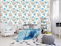 Флизелиновые фотообои в спальню 416x254 см Ловцы снов и синие птицы (10724VEXXXL) +клей