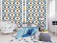 Флизелиновые фотообои в клетку в интерьере 312x219 см Абстрактный геометрический узор (10725VEXXL) +клей