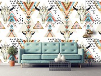 Абстрактные флизелиновые фотообои 312x219 см Черепа и треугольники (10727VEXXL) +клей