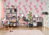 Флизелиновые фотообои на всю стену 460x300 см Розовые треугольники (10728V12) +клей