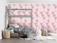 Флизелиновые фотообои клетка 368x254 см Розовые треугольники (10728V8) +клей