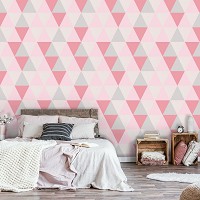 Флизелиновые фотообои ромбами 312x219 см Розовые треугольники (10728VEXXL) +клей