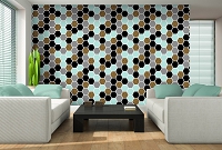 Флизелиновые фотообои квадратиками 254x184 см Шестиугольная абстрактная мозаика (10730V4)+клей