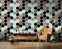 Абстрактные флизелиновые фотообои на стену 416x254 см Шестиугольная мозаика (10730VEXXXL) +клей