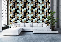 Флизелиновые фотообои абстракция 368x280 см Шестиугольная мозаика (10730V10) +клей