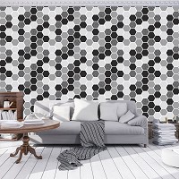 Флизелиновые фотообои абстракция 368x280 см Шестиугольная черно-белая мозаика (10731V10) +клей