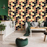 Флизелиновые фотообои геометрия 520x318 см Шестиугольная желтая мозаика (10732VEXXXXXL) +клей