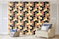 Геометрия на флизелиновых фото обоях 368x254 см Шестиугольная желтая мозаика (10732V8) +клей