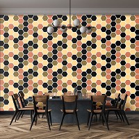 Флизелиновые фотообои геометрический узор 312x219 см Шестиугольная желтая мозаика (10732VEXXL) +клей