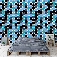 Флизелиновые фотообои 416x290 см Шестиугольная синяя мозаика (10733VEXXXXL) +клей