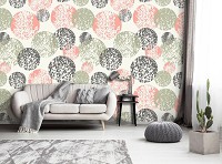 Флизелиновые фотообои под плитку 368x254 см Мозаика узор из шаров (10735V8) +клей