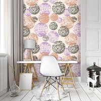 Флизелиновые фотообои круги 184x254 см Мозаика узор из красочных кругов (10736V4A)+клей