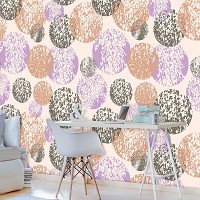 Абстрактные флизелиновые фотообои 312x219 см Мозаика узор из красочных кругов (10736VEXXL) +клей