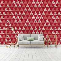 Абстрактные флизелиновые фотообои 416x254 см Мозаика узор из красных треугольников (10741VEXXXL) +клей
