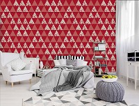 Флизелиновые фотообои с рисунком плитки 416x290 см Мозаика узор из красных треугольников (10741VEXXXXL) +клей