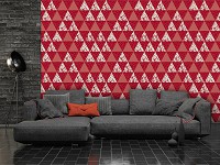 Абстракция флизелиновые фотообои на стену 520x318 см Мозаика узор из красных треугольников (10741VEXXXXXL) +клей