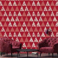 Флизелиновые фотообои геометрия 368x254 см Мозаика узор из красных треугольников (10741V8) +клей