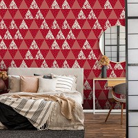 Абстрактные флизелиновые фотообои на стену Мозаика узор из красных треугольников (10741V)+клей