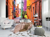 Флизелиновые фото обои 3 д город 368x254 см Узкая цветная улочка Бурано Венеция (10745V8)+клей - вид 6 миниатюра