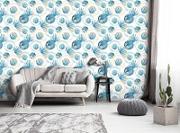 Абстрактные флизелиновые фотообои 254x184 см Синие листья (10746V4)+клей