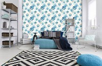 Флизелиновые фотообои 368x254 см Синие листья (10746V8) +клей