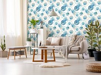 Флизелиновые фотообои на стену 312x219 см Синие листья (10746VEXXL) +клей