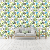 Флизелиновые фотообои на стену 368x254 см Треугольники и листья (10751V8) +клей