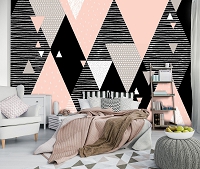 Флизелиновые фотообои абстракция 368x280 см Декор из треугольников (10752V10) +клей